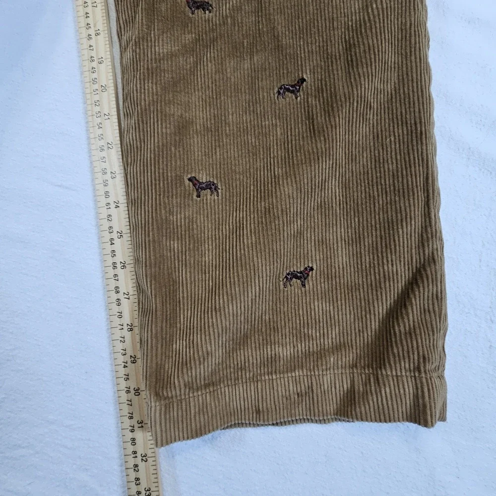 Brooks Brother Mens 42 32‎  Dog Corduroy Pants Hudson Brown Embroidered Tan